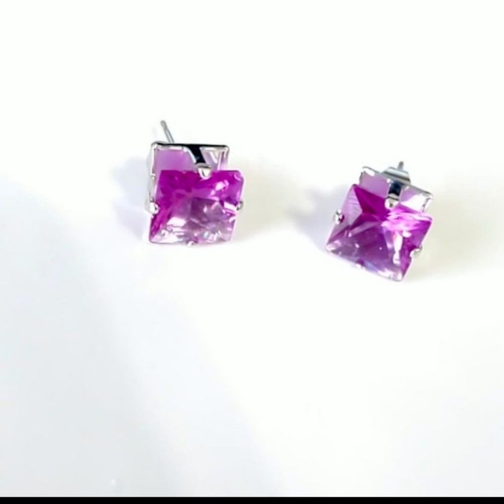 Purple Princess Cut studs